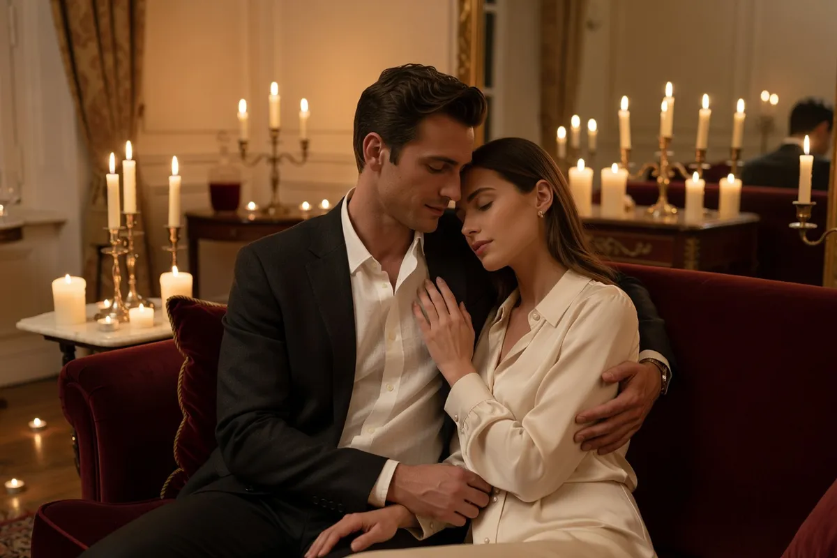 Couple tendre dans une atmosphère intime